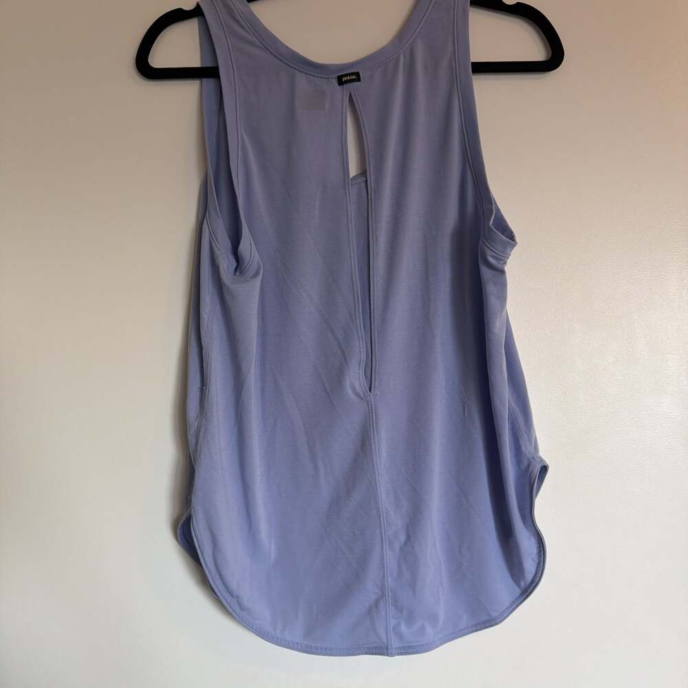 Prana Shirttail Hem Tank Periwinkle Blue Keyhole Back Sleeveless Athleisure - Picture 2 of 3